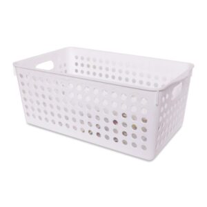 GIỎ NHỰA ĐỰNG ĐỒ MÀU TRẮNG INOMATA 30 X 16 X 12CM