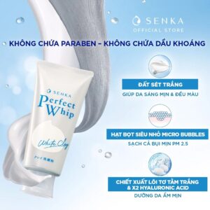 Sữa Rửa Mặt Senka Perfect Whip White Clay Đất Sét Trắng 120g ( Bản Nội Địa)