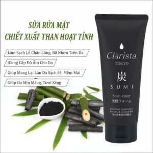 Sữa rửa mặt than hoạt tính Clarista - Hàng Nhật nội địa