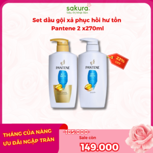 Bộ Dầu Gội Xả Pantene Pro-V Cho Tóc Khô Xơ Nhật Bản (270g x 2) Xanh Dương- Hàng Nhật nội địa