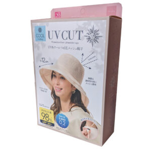 Mũ lưới rộng vành làm mát Cool Feeling 99% UV Cut - UPF 50+ có quai (màu be)  - Hàng Nhật nội địa