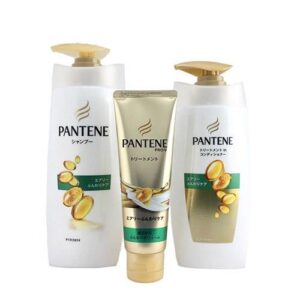 Bội dầu gội & xả Pantene sét 3 màu xanh lá (dưỡng tóc suôn mượt ) - Hàng Nhật nội địa