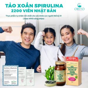 Tảo Xoắn Tem Đỏ Spirulina Japan Algae Hộp 2200 viên