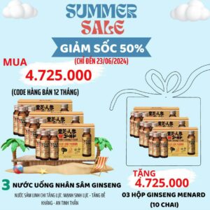 ( Mua 3 Tặng 3) Nước Sâm Linh Chi Menard Reishi Ginseng Phục Hồi Sức Khỏe Sau 30 Phút( 10 chai x 50ml)- Hàng Nhật nội địa