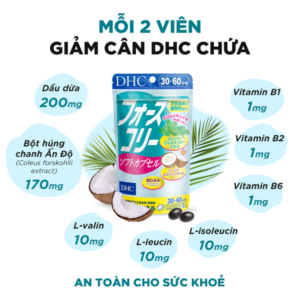 VIÊN UỐNG TAN MỠ, GIẢM CÂN DHC BCAA BỔ SUNG DẦU DỪA 20 NGÀY- Hàng Nhật nội địa