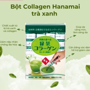 Collagen hanamai chiết xuất da heo, da cá, vị trà xanh - Hàng Nhật nội địa