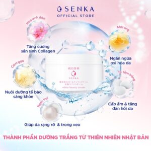 Kem dưỡng trắng nâng tông 3in1 Senka White Beaty Cream 100gr- Hàng Nhật nội địa