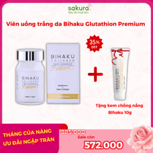 Viên Uống Trắng Da Bihaku Glutathione Collagen Premium 30 Viên - Hàng Nhật nội địa