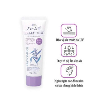 Kem Chống Nắng Hatomugi Nâng Tông & Dưỡng Ẩm Da 70g The Tone Up UV Milky Gel UV Care & Tone Up SPF50+ PA++++ - Hàng Nhật nội địa