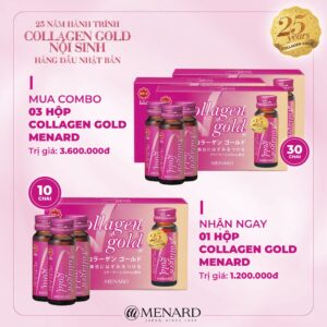 MENARD- Collagen Gold nội sinh tăng độ ẩm và đàn hồi da 3,300mg ( 10 lọ x 30ml)