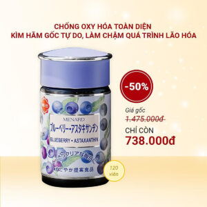 MENARD- Viên uống chống oxy hóa, bổ mắt Blueberry Astaxanthin 120 viên ( 40 ngày)