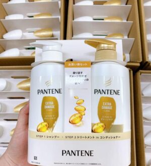 Dầu gội Pantene set 3 kèm ủ tóc UV màu xanh lá và màu vàng