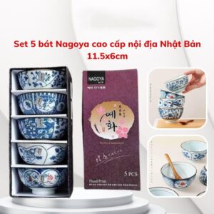 Bộ bát sứ họa tiết vẽ tay (5 chiếc) - Hàng Nhật nội địa