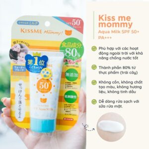 Sữa Chống Nắng Kissme Cho Bé Từ 6 Tháng Tuổi Mommy UV Aqua Milk 50g SPF 50+ PA++++ - Hàng Nhật nội địa