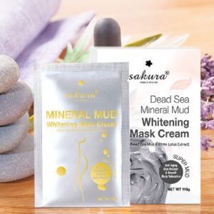 KEM TẮM TRẮNG BÙN KHOÁNG THIÊN NHIÊN VÀ TINH CHẤT SEN TRẮNG SAKURA DEAD SEA MINERAL MUD WHITENING MASK CREAM