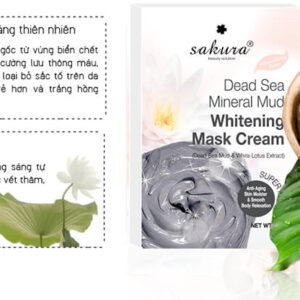 KEM TẮM TRẮNG BÙN KHOÁNG THIÊN NHIÊN VÀ TINH CHẤT SEN TRẮNG SAKURA DEAD SEA MINERAL MUD WHITENING MASK CREAM