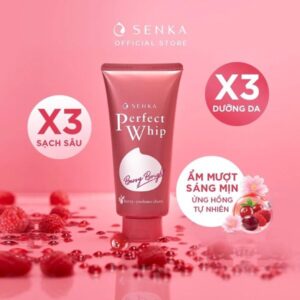 Sữa rửa mặt dưỡng da sáng hồng Senka Perfect Whip Berry Bright 100g