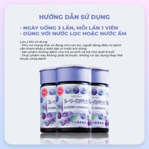 Viên uống chống oxy hóa, bổ mắt Blueberry Menard Astaxanthin 40 ngày (120 viên) - Hàng Nhật nội địa