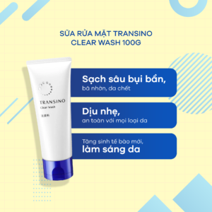 TRANSINO- Sữa Rửa Mặt Trắng Da, Trị Nám Transino Clear Wash EX 100g