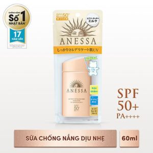 Sữa chống nắng dưỡng da dịu nhẹ cho da nhạy cảm và trẻ em Anessa 60ml SP50+, PA ++++ - Hàng Nhật nội địa