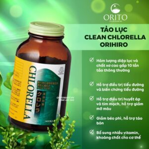 Tảo Lục Clean Chlorella Orihiro Hỗ Trợ Bảo Vệ Tim Mạch 1400 Viên