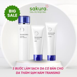 Combo 3 Bước Làm Sạch Da Cơ Bản Cho Da Thâm Sạm Nám Transino Skin Care ( Tẩy Trang- Rửa Mặt- Cấp Ẩm)