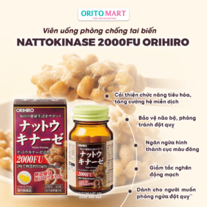 Viên Uống Hỗ Trợ Phòng Ngừa Tai Biến Natto Kinase 2000FU Orihiro 60 Viên ( 20 ngày)